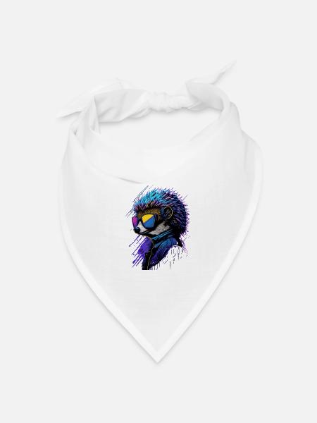 Igel-Neon-Vibes - Bandana Dreieckstuch - Weiß