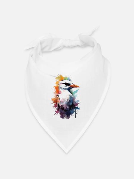 Graffiti Watercolor Möwe Seagull - Bandana Dreieckstuch - Weiß