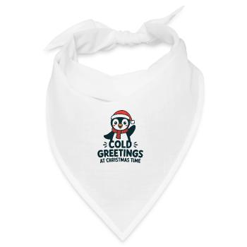 Kühle Grüße zur Weihnachtszeit – Pinguin - Bandana Dreieckstuch - Weiß - Vorne
