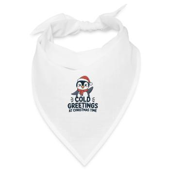 Kühle Grüße zur Weihnachtszeit – Pinguin - Bandana Dreieckstuch - Weiß - Vorne