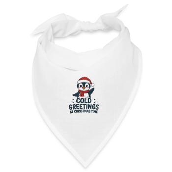 Kühle Grüße zur Weihnachtszeit – Pinguin - Bandana Dreieckstuch - Weiß - Vorne