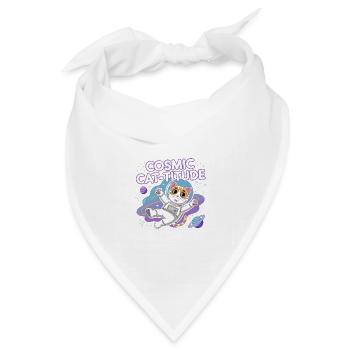 Cosmic Cat-titude – Intergalaktische Katzenpower - Bandana Dreieckstuch - Weiß - Vorne