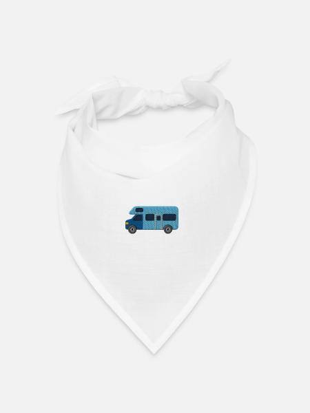 Camper bestickt - Bandana Dreieckstuch - Weiß