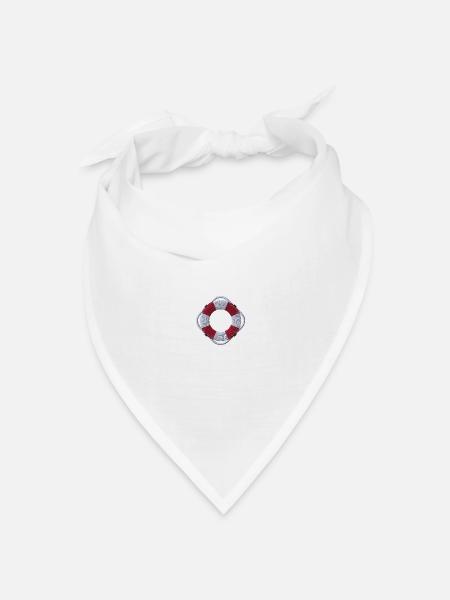 Rettungsring bestickt - Bandana Dreieckstuch - Weiß