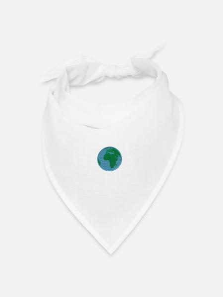 Die Erde bestickt - Bandana Dreieckstuch - Weiß