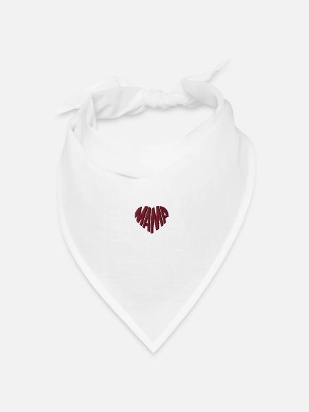 Mama Herz rot bestickt - Bandana Dreieckstuch - Weiß