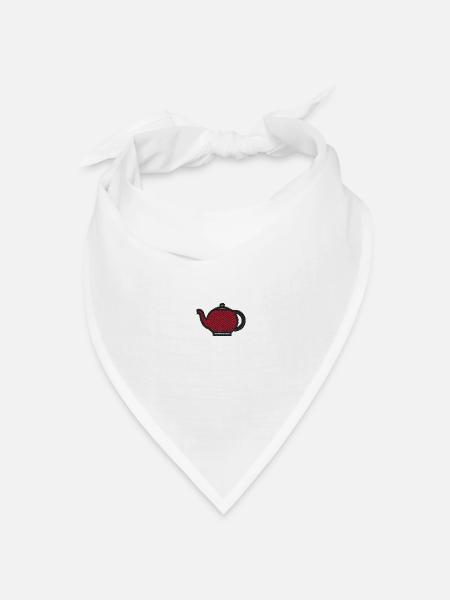 Teekessel bestickt - Bandana Dreieckstuch - Weiß