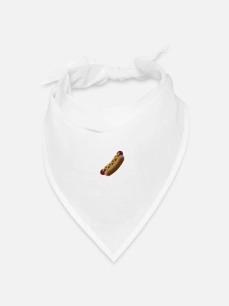 Hot Dog bestickt - Bandana Dreieckstuch - Weiß