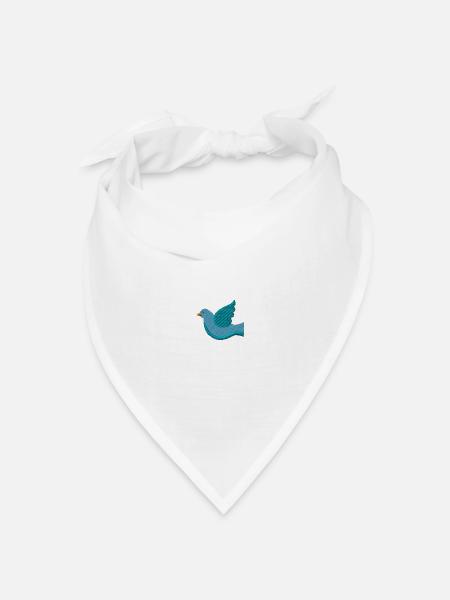 Taube bestickt - Bandana Dreieckstuch - Weiß