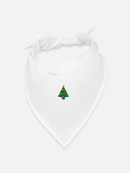 Weihnachtsbaum bestickt - Bandana Dreieckstuch - Weiß