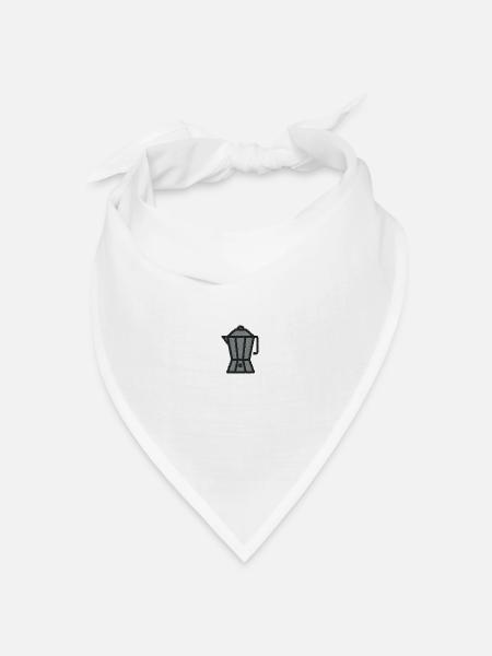 Espressokanne bestickt - Bandana Dreieckstuch - Weiß