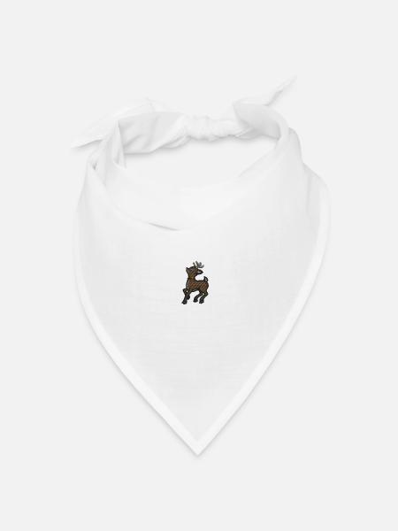 Weihnachtliches Rentier bestickt - Bandana Dreieckstuch - Weiß