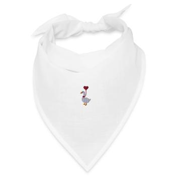 Gans mit Herzluftballon bestickt - Bandana Dreieckstuch - Weiß - Vorne