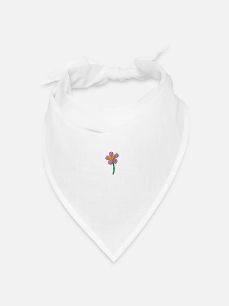 Frühlingsblume bestickt - Bandana Dreieckstuch - Weiß