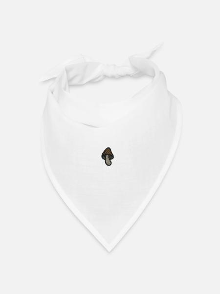 Pilz bestickt - Bandana Dreieckstuch - Weiß