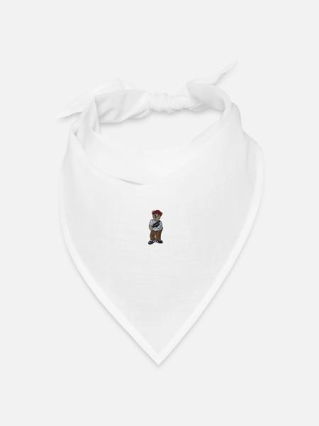 Teddybär 4 bestickt - Bandana Dreieckstuch - Weiß