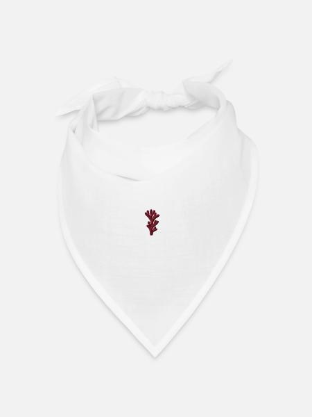 Koralle bestickt - Bandana Dreieckstuch - Weiß