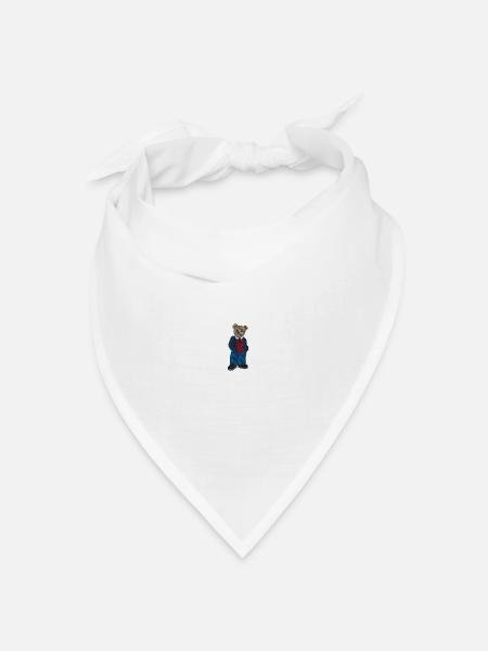 Teddybär 2 bestickt - Bandana Dreieckstuch - Weiß
