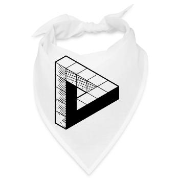 Unmögliches Dreieck - Tribar - Penrose Triangel - Bandana - Weiß - Vorne