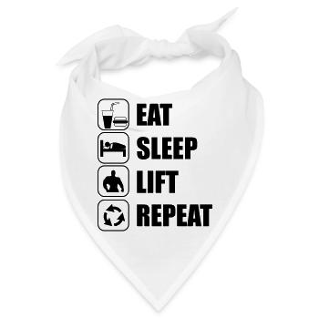 Eat Sleep Lift Repeat - Bandana - Weiß - Vorne
