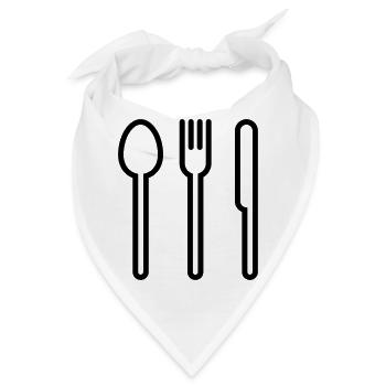 Löffel, Gabel und Messer - Bandana - Weiß - Vorne
