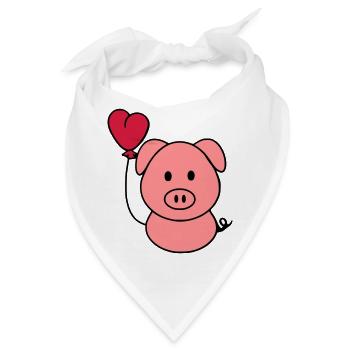 Schweinchen mit Herzballon - Bandana - Weiß - Vorne