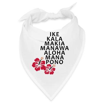 Die 7 Huna Prinzipien / Hibiscus Blüten - Bandana - Weiß - Vorne