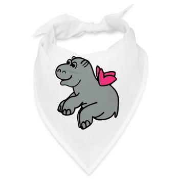 Fliegendes Nilpferd - Bandana - Weiß - Vorne
