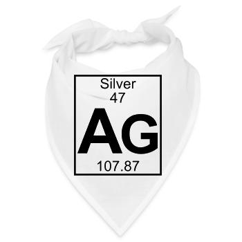 Periodic table element 47 - Ag (silver) - BIG - Bandana - Weiß - Vorne