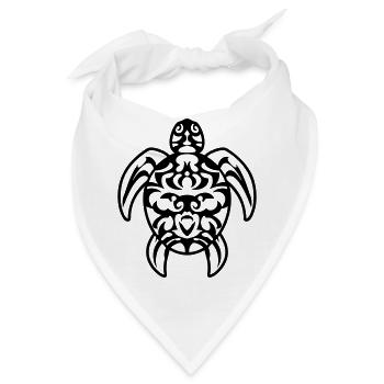 Schildkröte Tribal Tattoo im polynesischen Maori - Bandana - Weiß - Vorne