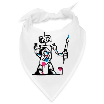 Roboter mit einem Pinsel - Bandana - Weiß - Vorne