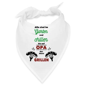 Opa muss grillen - schwarz - Bandana - Weiß - Vorne