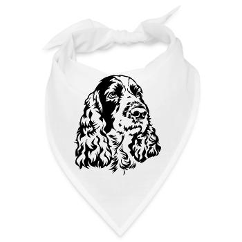 Englischer Springer Spaniel Kopf - Bandana - Weiß - Vorne
