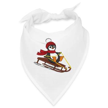 Schneeschlittenpinguin - Niedliche Tiere Lustiger Winter - Bandana - Weiß - Vorne