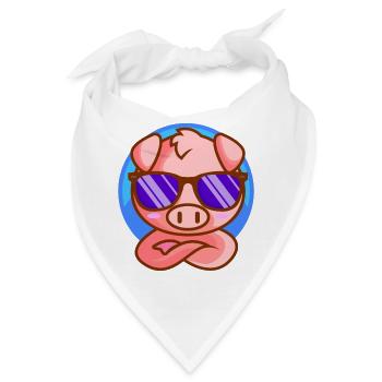 Kleines Ferkel mit Sonnenbrille - Bandana - Weiß - Vorne