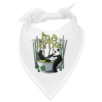 Tea Time - Der Tee-Moment des Pandas - Bandana - Weiß - Vorne