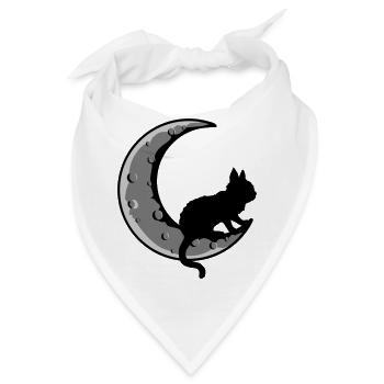 Sichel Mond Schwarze Katze - Bandana - Weiß - Vorne