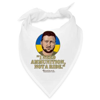Ukraine T-Shirt Selenskyj Zitat und Landesfarben - Bandana - Weiß - Vorne