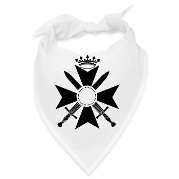 Militärkreuz mit zwei Schwertern und Krone - Bandana - Weiß - Vorne