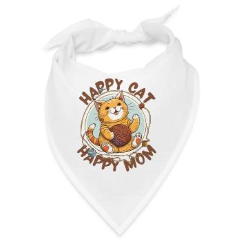 Glückliche Katze Glückliche Mutter - Bandana - Weiß - Vorne
