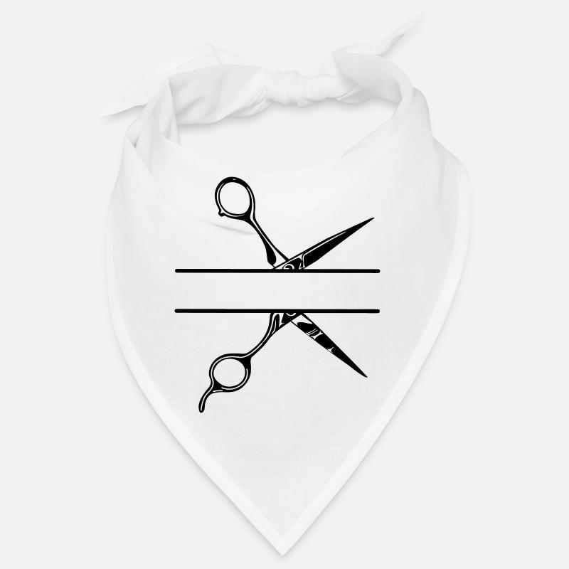 Texte bannière logo coiffeur, ciseaux Bandana
