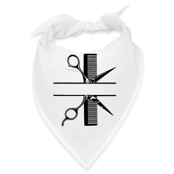 Schere mit Kammtextbanner - Bandana - Weiß - Vorne