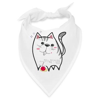niedliche Katze - Bandana - Weiß - Vorne