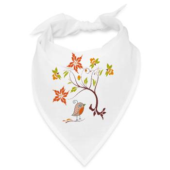 Blumenranke mit Vögelchen - Bandana - Weiß - Vorne