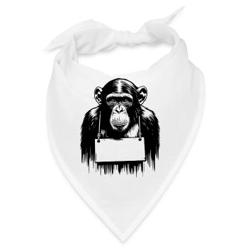 Affe mit Schild im Banksy Style || PERSONALISIEREN - Bandana - Weiß - Vorne