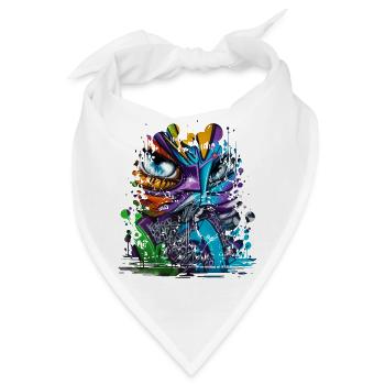 Graffiti-Street-Art-Sprühfarben, cooler Künstler im Retro-Stil - Bandana - Weiß - Vorne