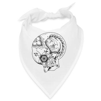 Florales dekoratives Mandala-Katzendesign - Bandana - Weiß - Vorne