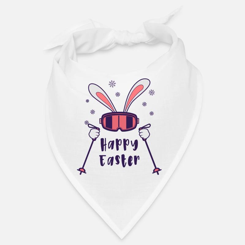 Happy Easter from Skiing Rabbit with ski poles Bandana