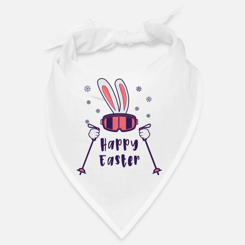 Joyeuses Pâques de la part du lapin de ski avec bâtons de ski Bandana
