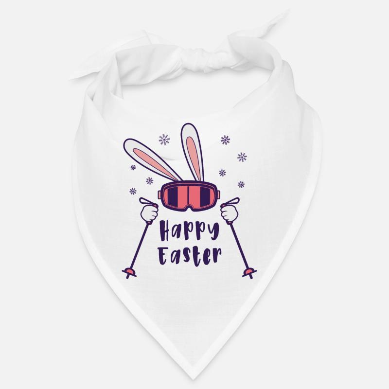 Joyeuses Pâques de la part du lapin de ski avec bâtons de ski Bandana